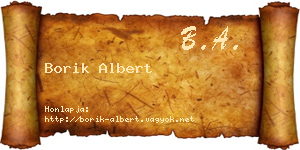 Borik Albert névjegykártya